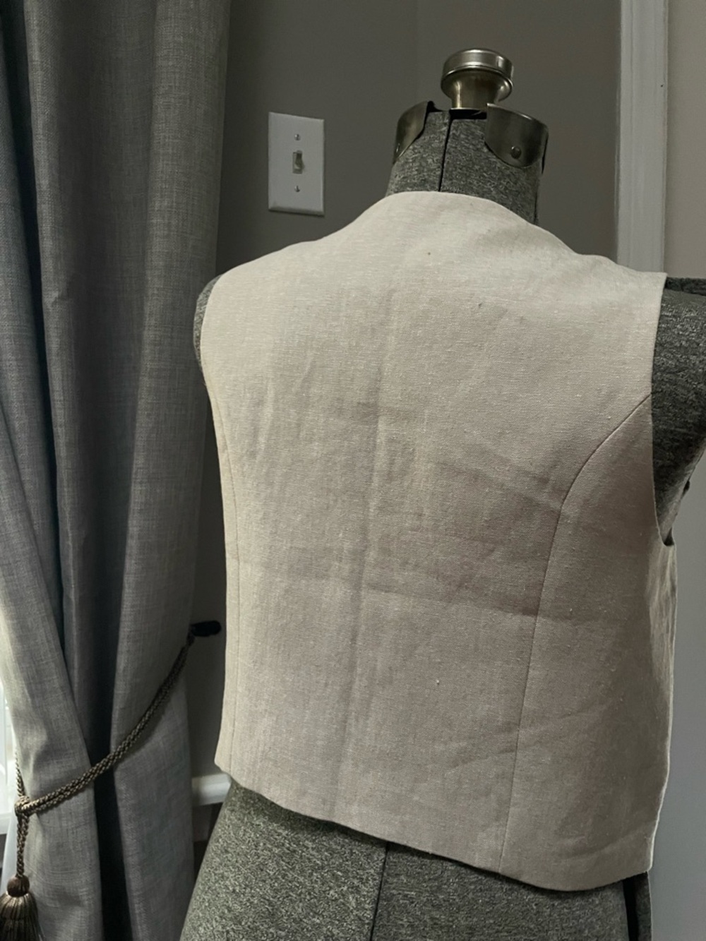 Neutral Linen-Look Button Front Vest by Old Navy. Out of stock style - Picture 5 of 8